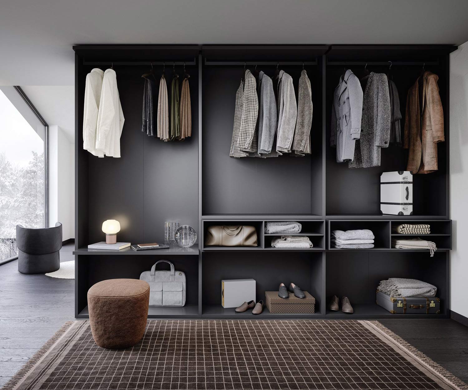 Design dressingkast donkergrijs mat Novamobili Benn Design dressingkast donkergrijs mat Novamobili Benn