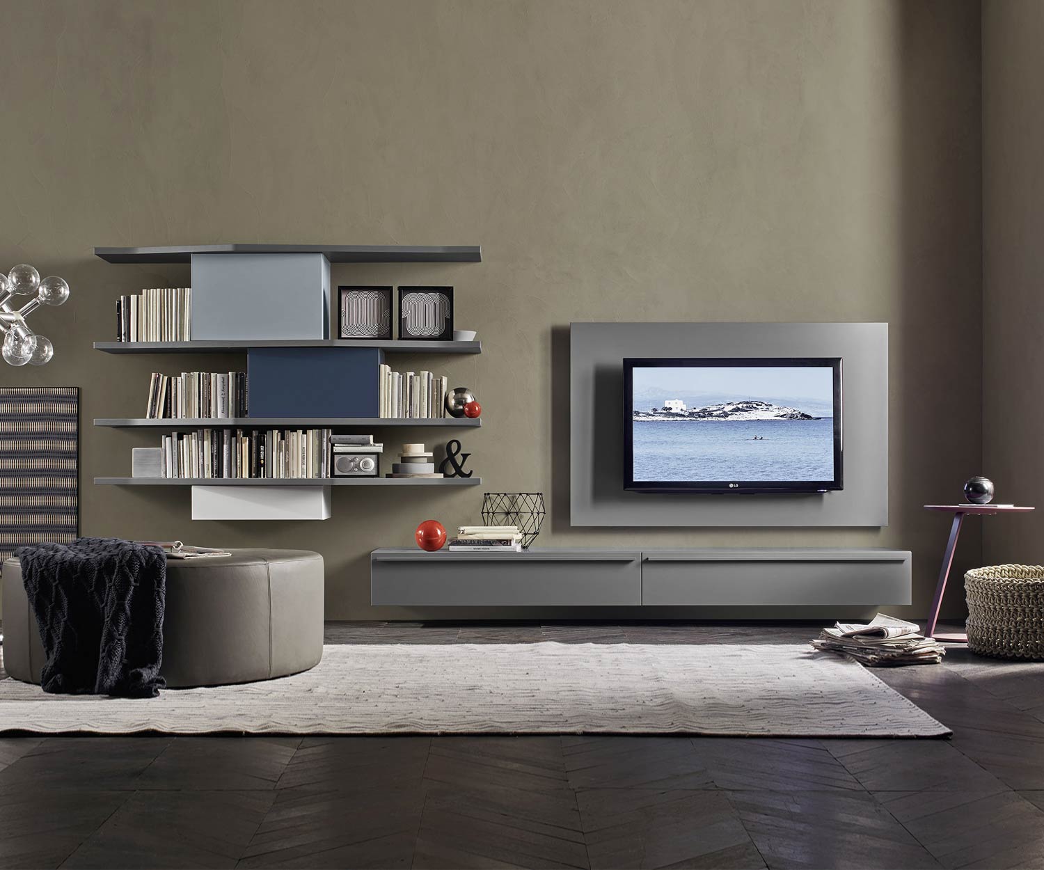 Exclusief Livitalia Design wandmeubel C61 met TV-wandpaneel