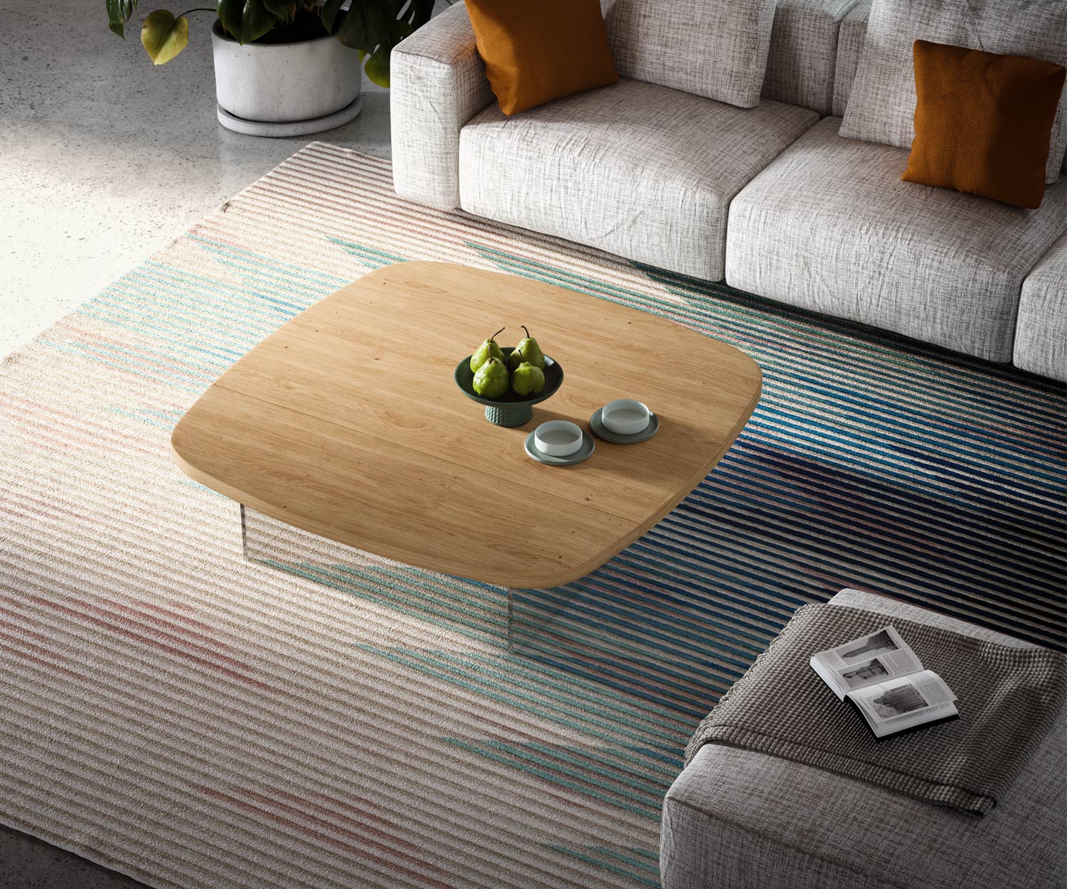 Design salontafel glazen poten houten tafelblad Design salontafel glazen poten houten tafelblad