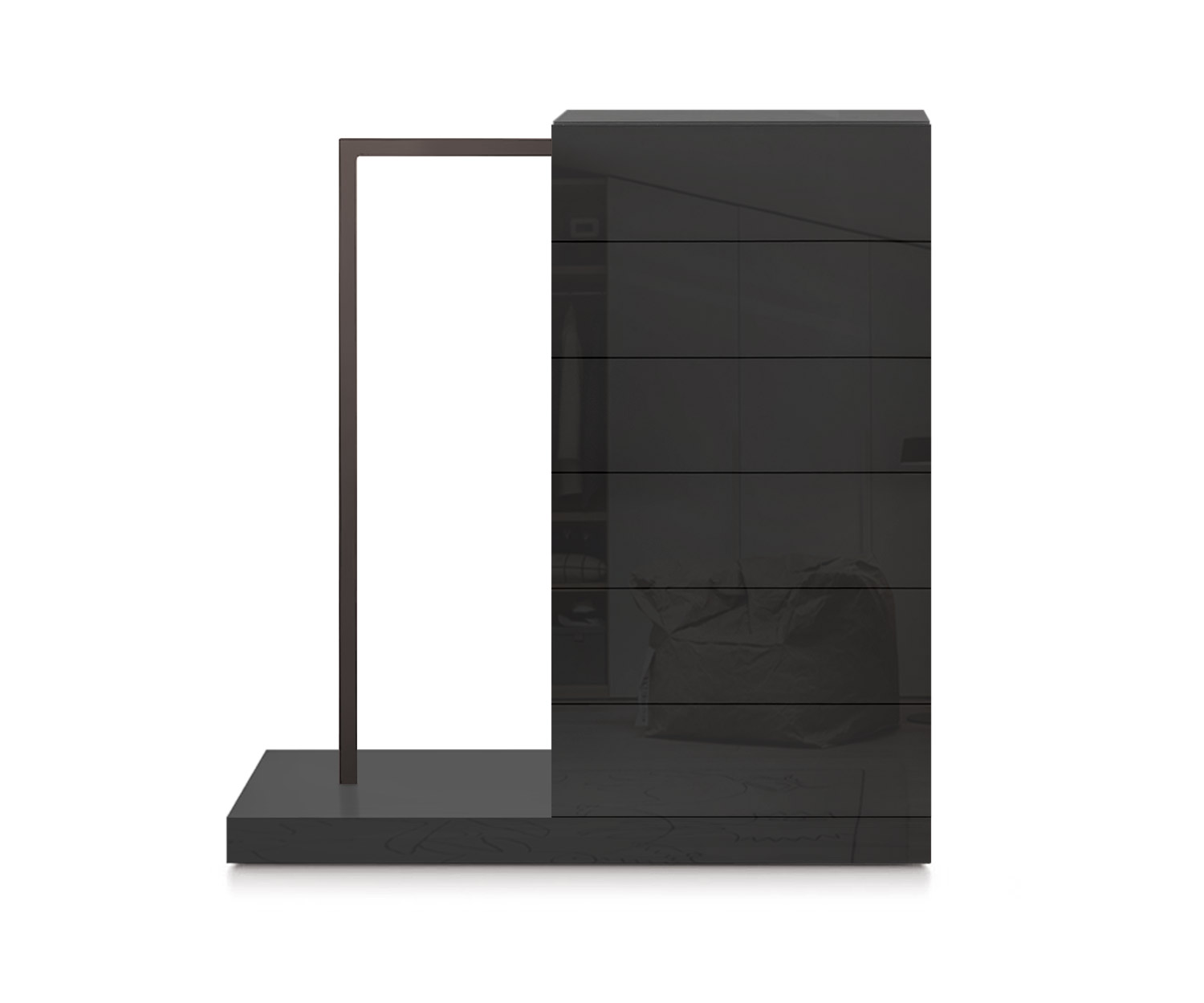 Novamobili Easy6 hoge ladekast + kledingkast links B54cm glanzend zwart418 Novamobili Easy6 hoge ladekast + kledingkast links B54cm glanzend zwart418