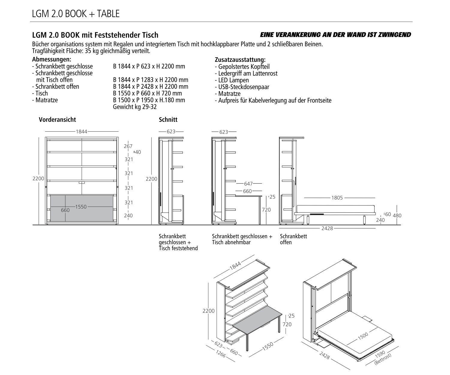 Design opklapbed met bureau Design opklapbed met bureau