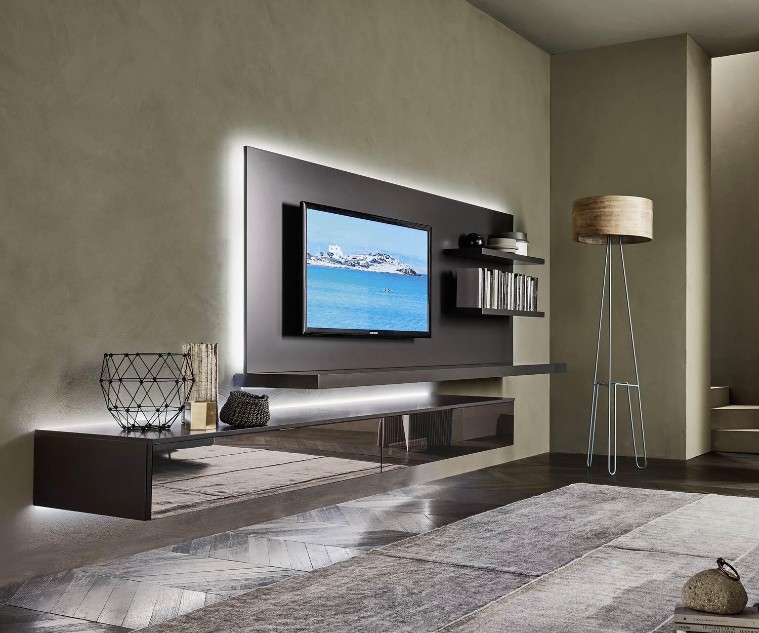 Livitalia Design wandmeubel C54 met LED-achtergrondverlichting Livitalia Design wandmeubel C54 met LED-achtergrondverlichting