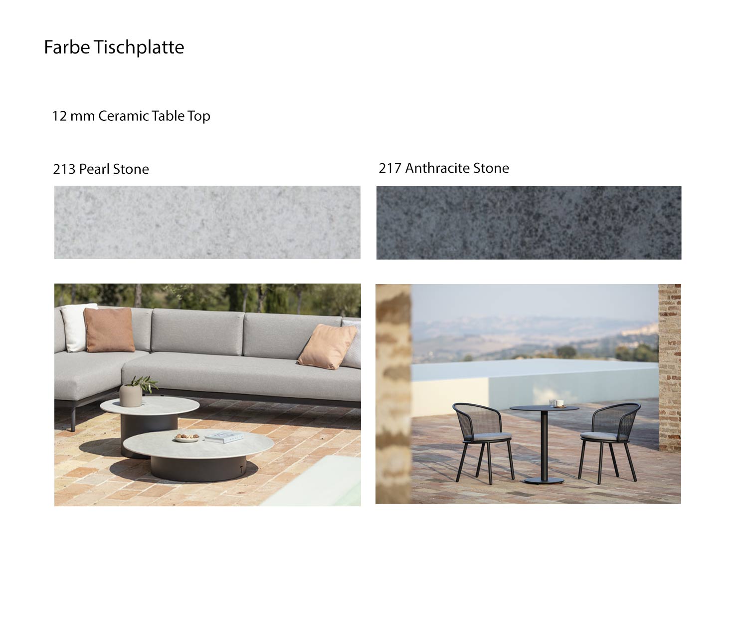 Branta bijzettafel Kleuren Tafelblad keramisch wit antraciet steen Branta bijzettafel Kleuren Tafelblad keramisch wit antraciet steen