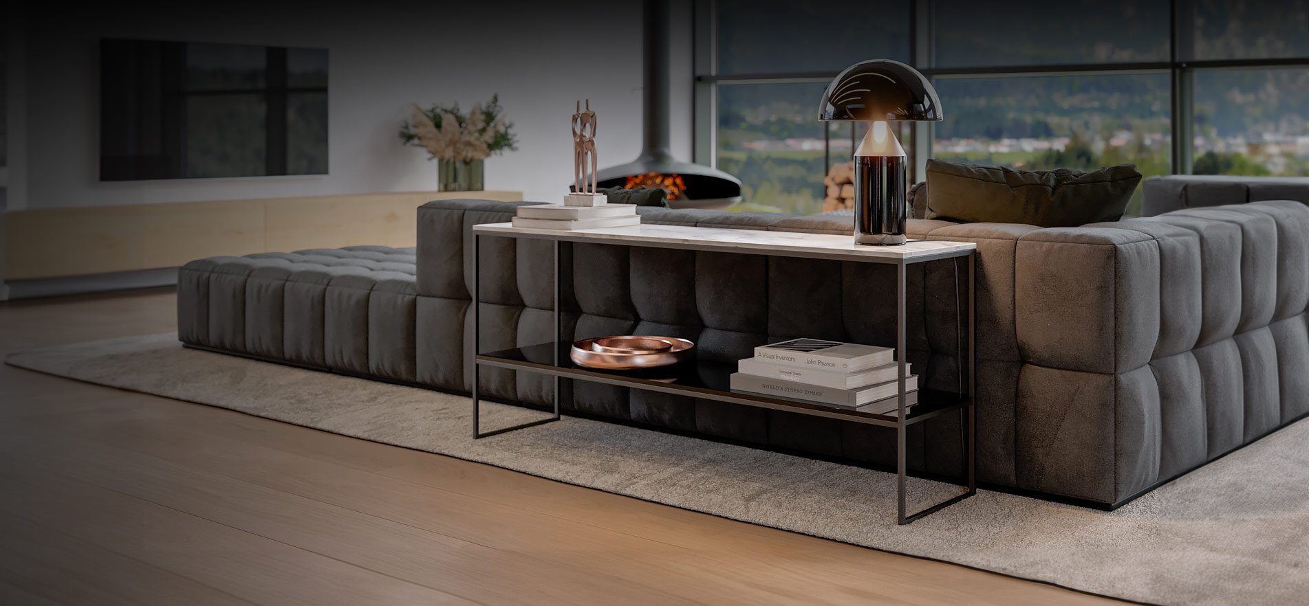 Box Design salontafel met marmeren glas Calacatta White Box Design salontafel met marmeren glas Calacatta White