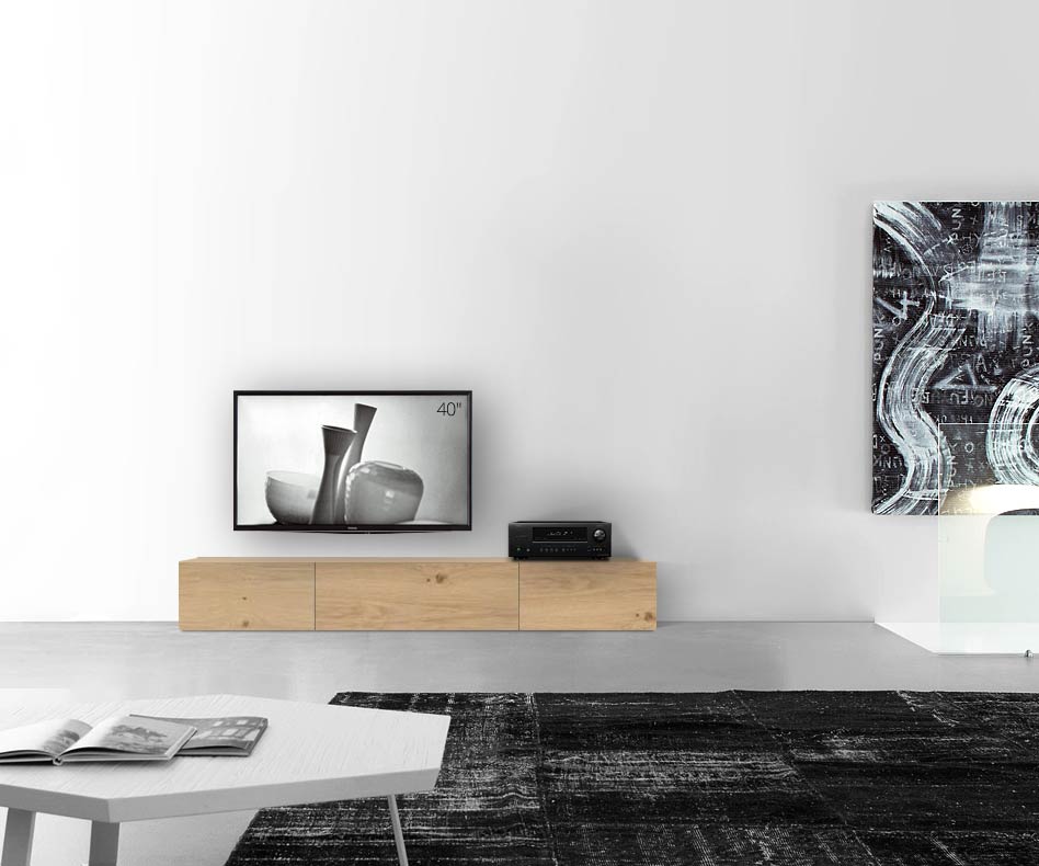 Livitalia Wood design lowboard configurator vloer 210 cm 32 cm 56 cm licht eiken