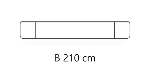 B 210 cm / H 33,2 cm / D 45,5 cm