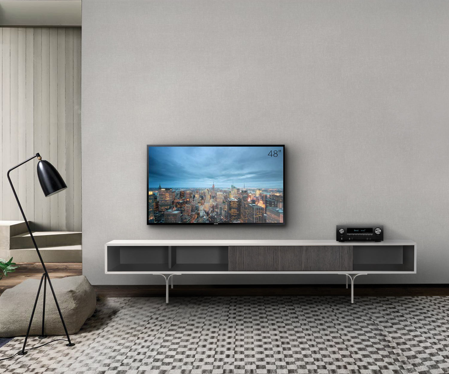 al2 Mobius 005 Design TV-design lowboard met ladefront en drie open vakken al2 Mobius 005 Design TV-design lowboard met ladefront en drie open vakken
