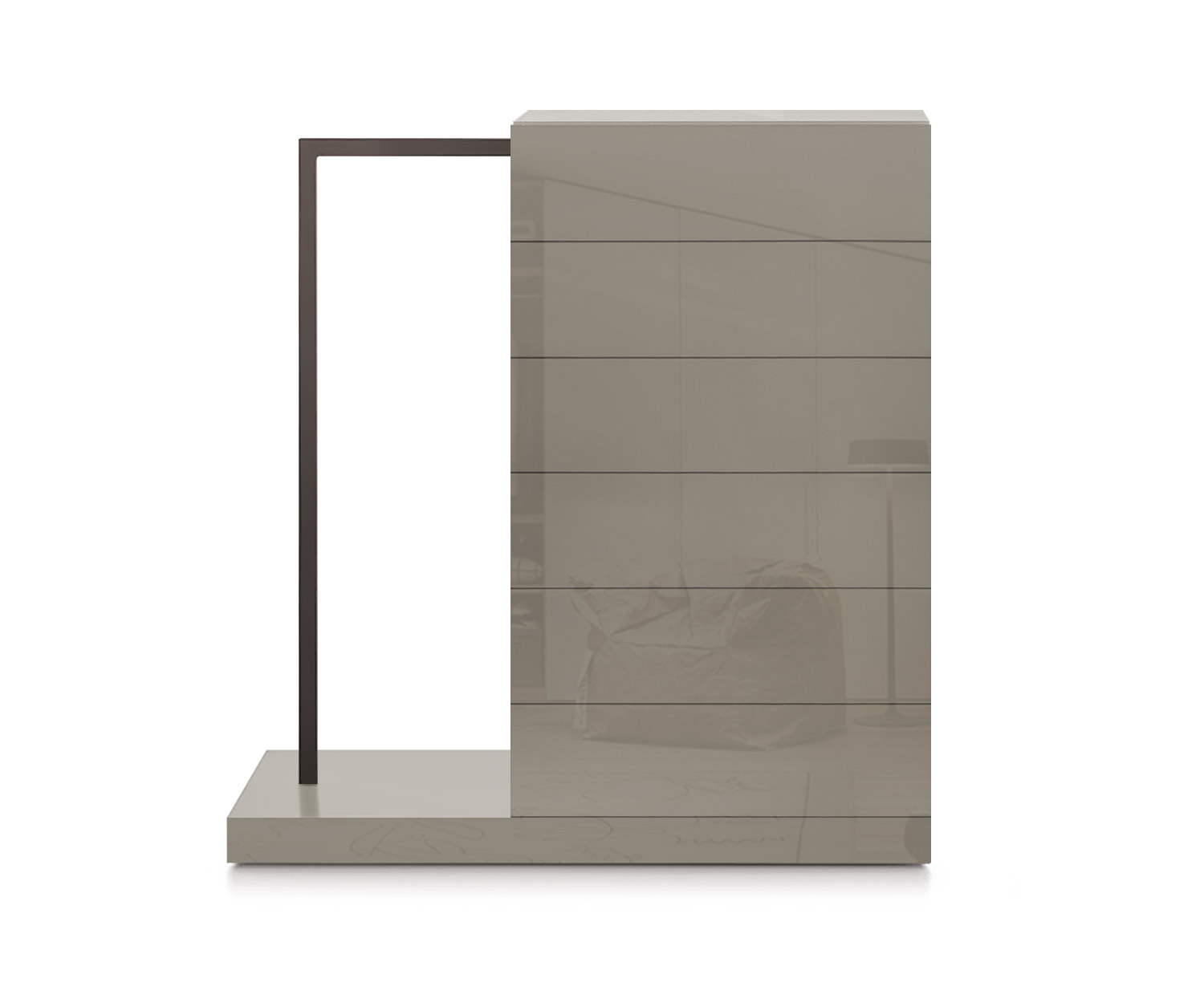 Novamobili Easy6 hoge ladekast + kleerkast links B64cm glanzend zand433 Novamobili Easy6 hoge ladekast + kleerkast links B64cm glanzend zand433