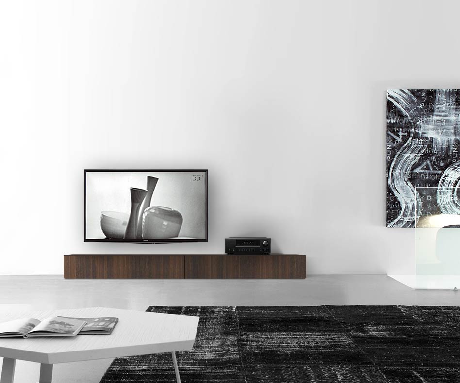 Livitalia Houten design lowboard configurator vloer 240 cm 24 cm 46 cm bruin eiken Livitalia Houten design lowboard configurator vloer 240 cm 24 cm 46 cm bruin eiken