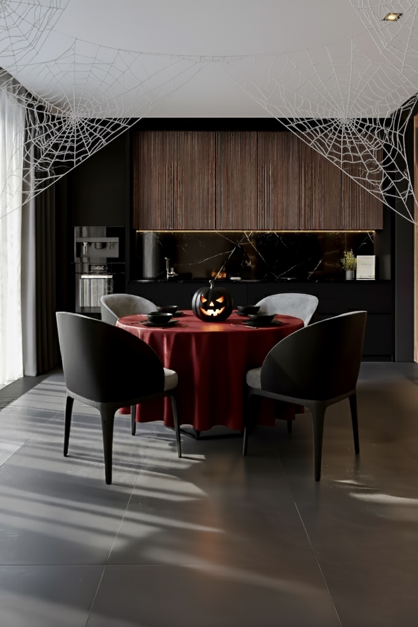 moderne-eetkamer-met-halloween-decoratie