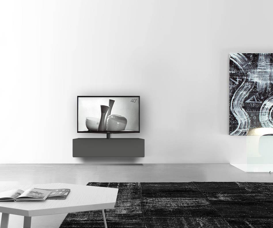 Design lowboard configurator met TV-bevestiging wandbreedte 120 32 45 midden mat donkergrijs Design lowboard configurator met TV-bevestiging wandbreedte 120 32 45 midden mat donkergrijs
