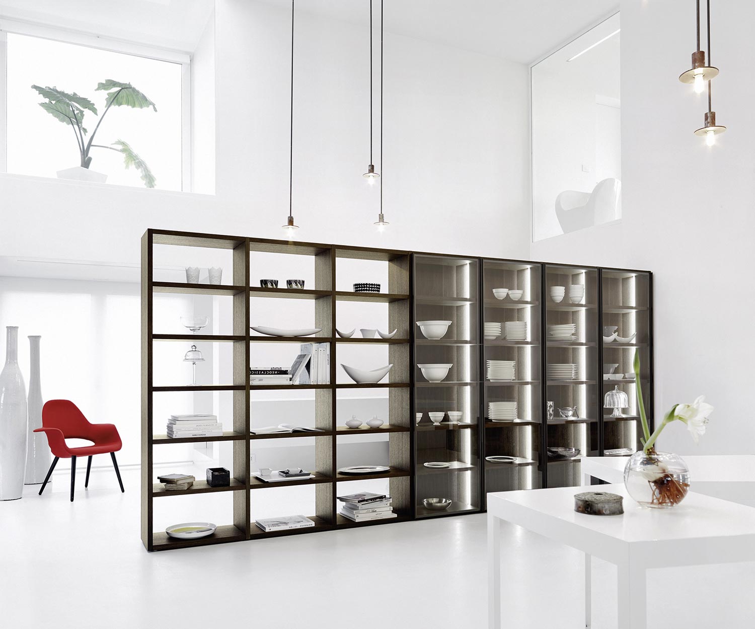 Exclusief Livitalia Design boekenkast glazen deuren roomdivider C91 Exclusief Livitalia Design boekenkast glazen deuren roomdivider C91