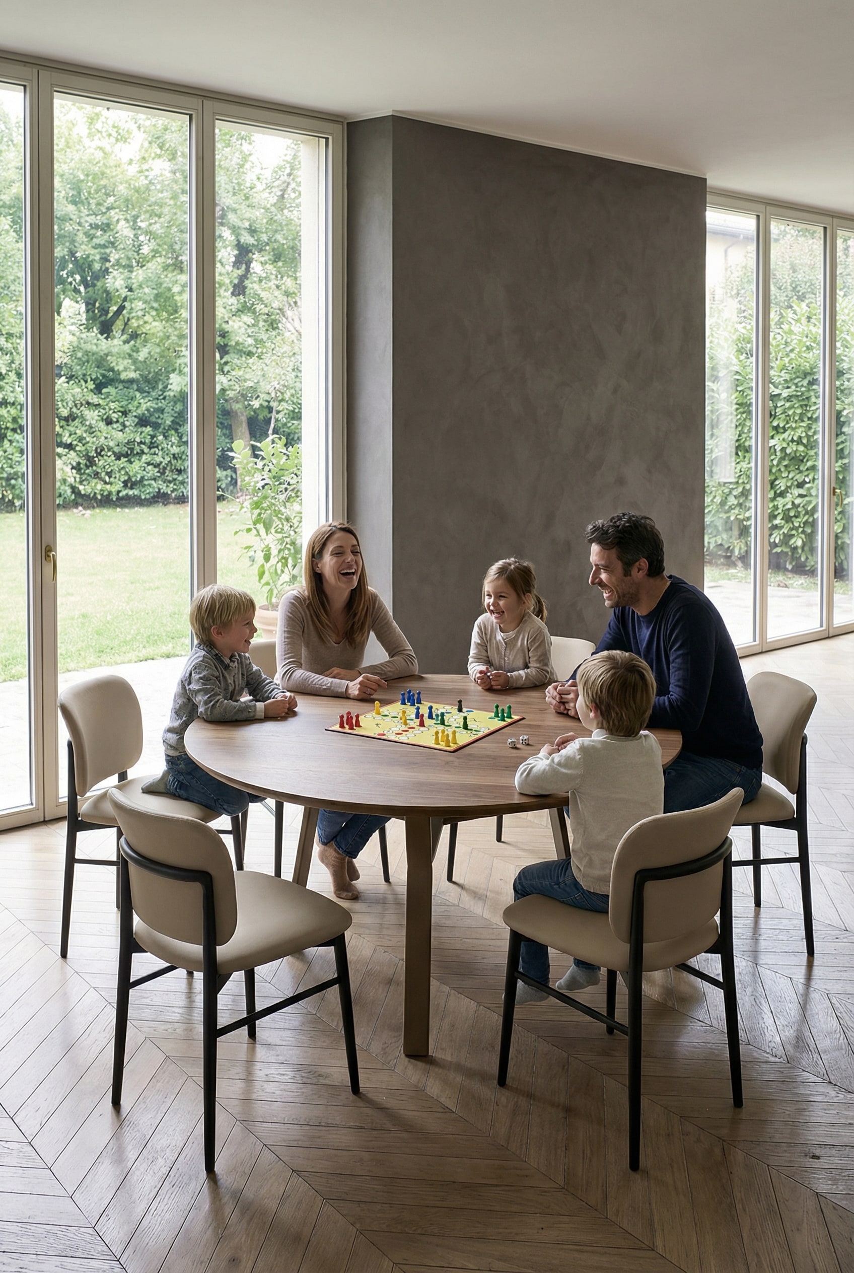 Livitalia Iron eettafel met afgeronde hoeken in een moderne eetkamer