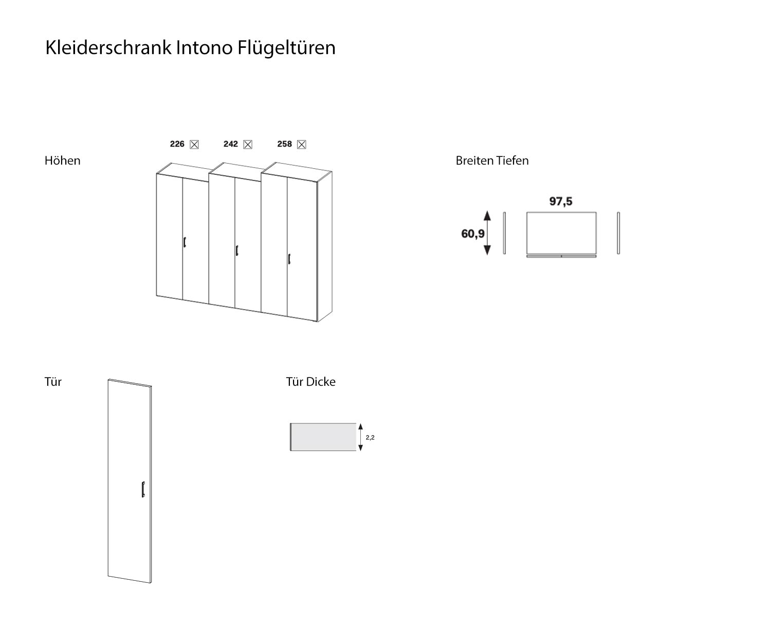 Kleerkast Intono schets Afmetingen Maten Kleerkast Intono schets Afmetingen Maten