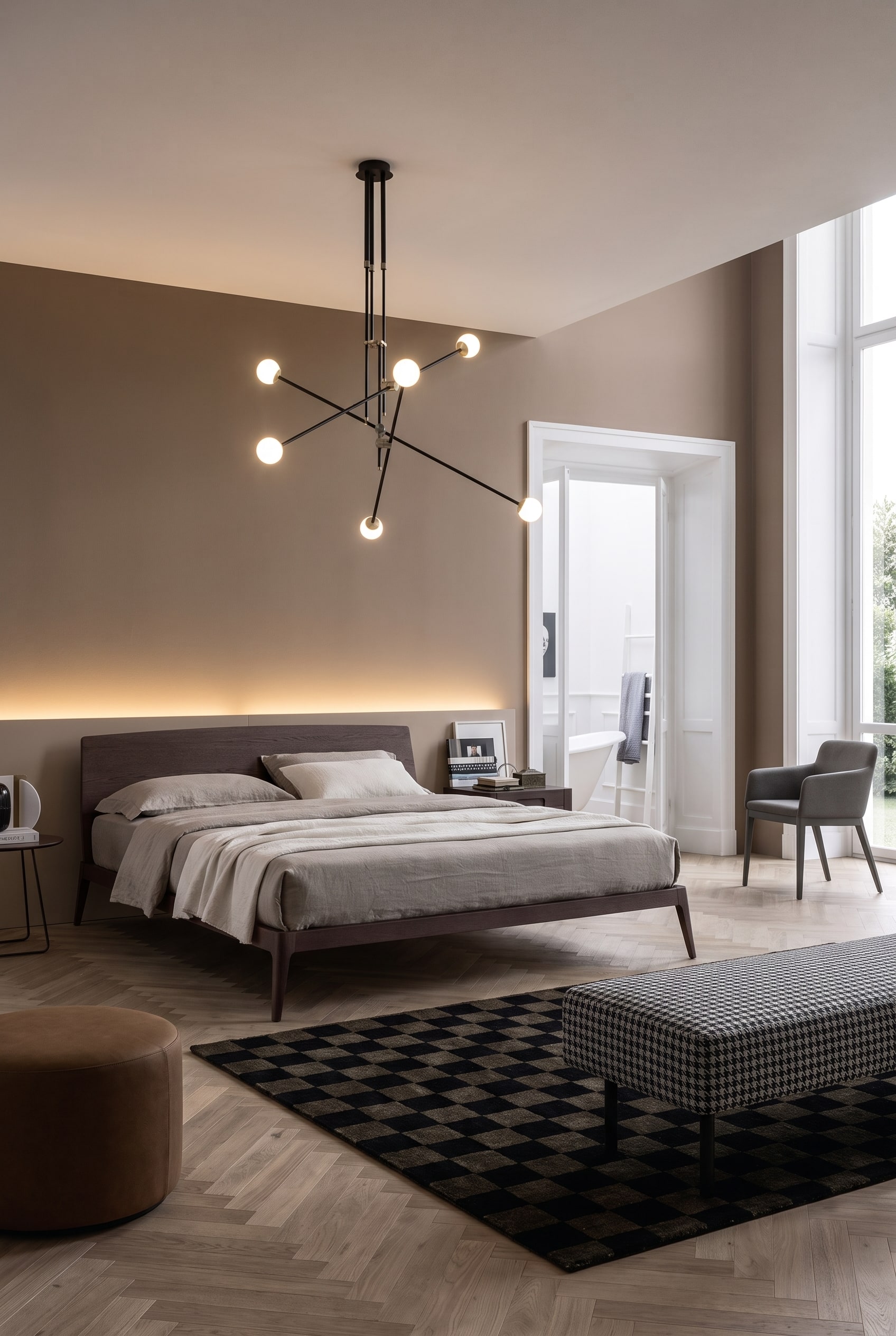 Schlafzimmer in Macchiato mit schwebendem Holzbett Siri
