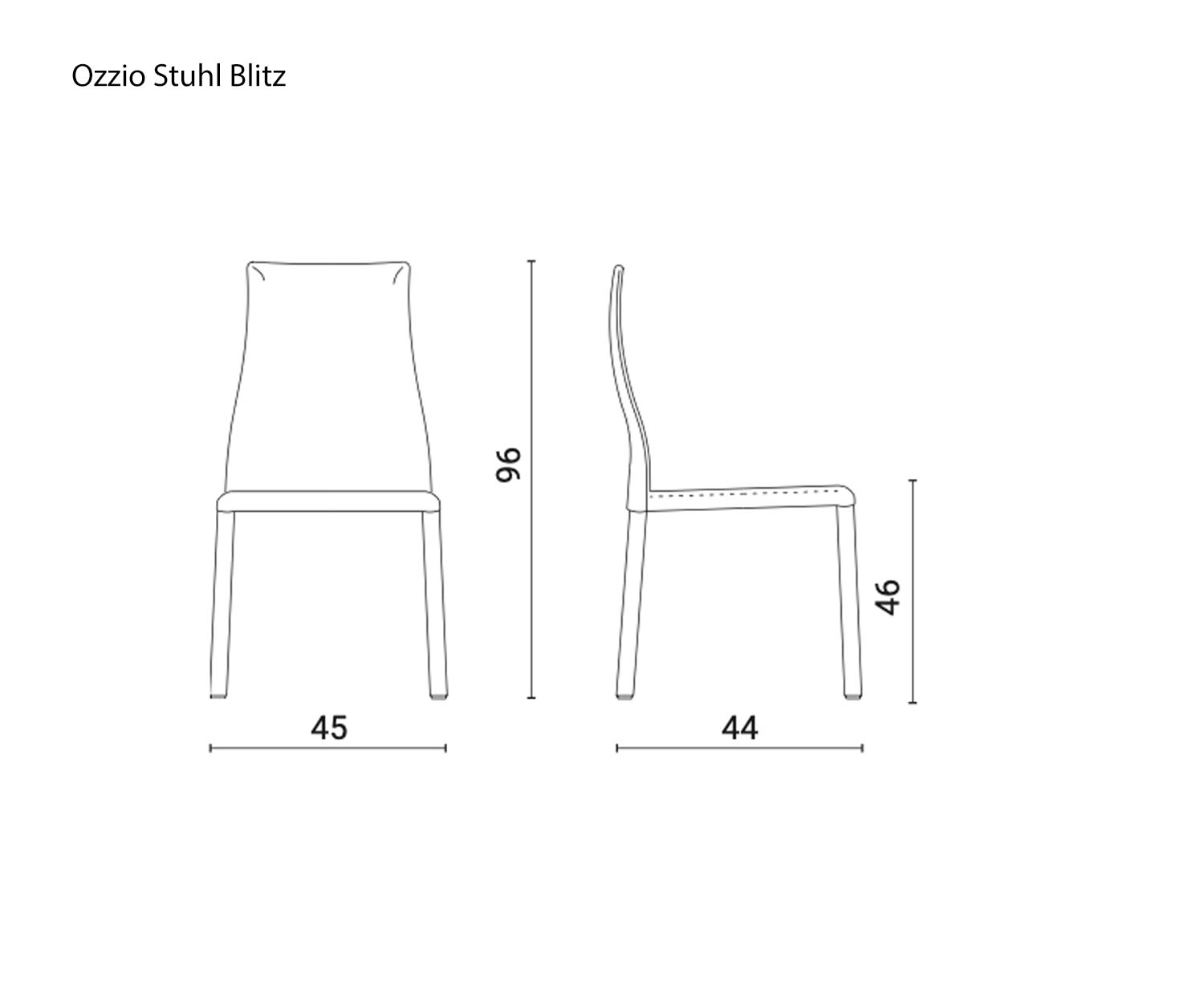 Ozzio Stoel Blitz Afmetingen Maten Schets Ozzio Stoel Blitz Afmetingen Maten Schets