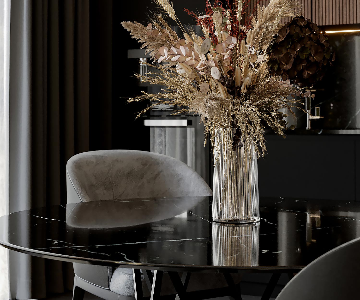 Marquina zwart marmeren eettafel Marquina zwart marmeren eettafel