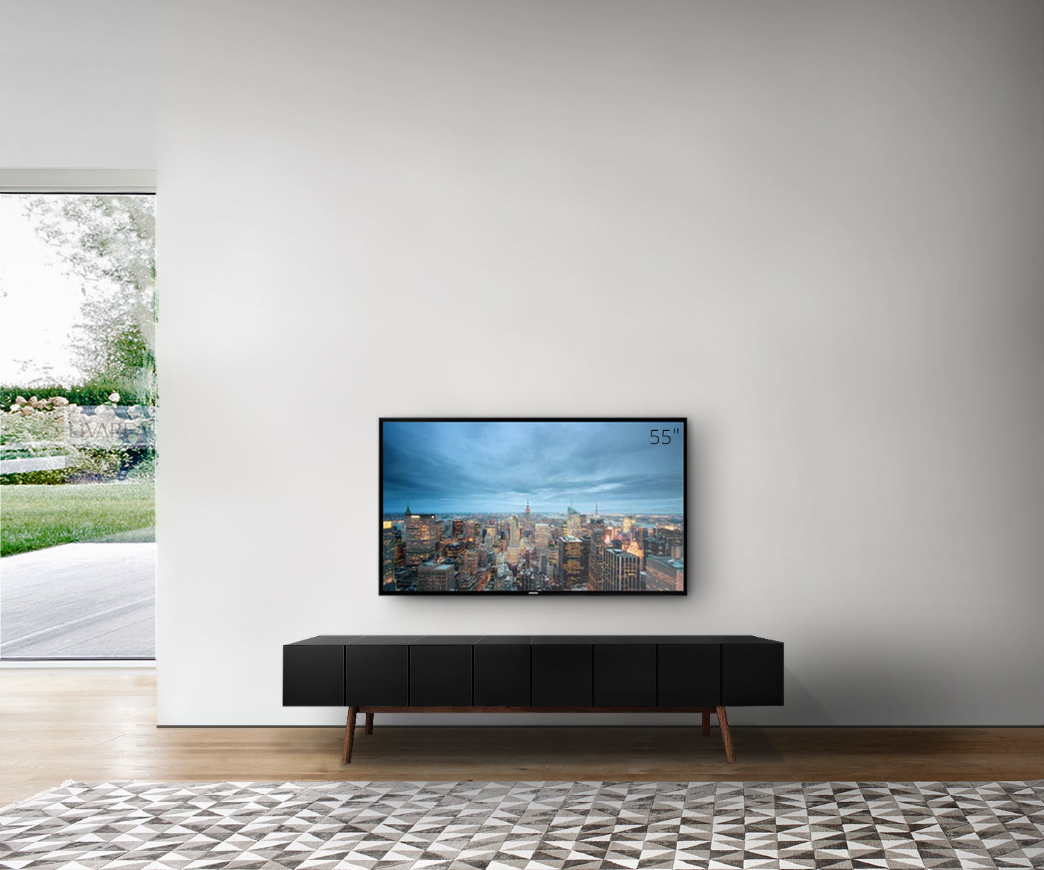 al2 MOS I KO 005 B Breedte 200 cm Body zwart Poten notenhout