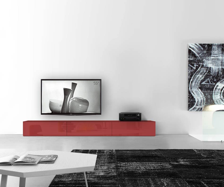 /Design lowboard vloer B270 H35 glanzend rood /Design lowboard vloer B270 H35 glanzend rood