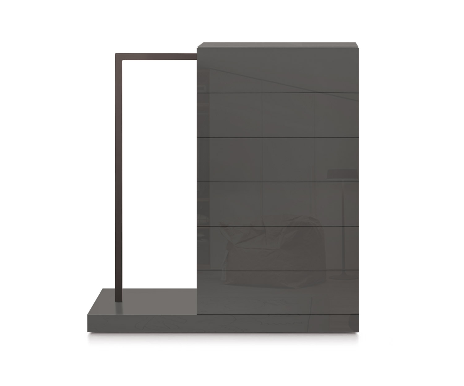 Novamobili Easy6 hoge ladekast + kleerkast links B64cm glanzend quartz410 Novamobili Easy6 hoge ladekast + kleerkast links B64cm glanzend quartz410