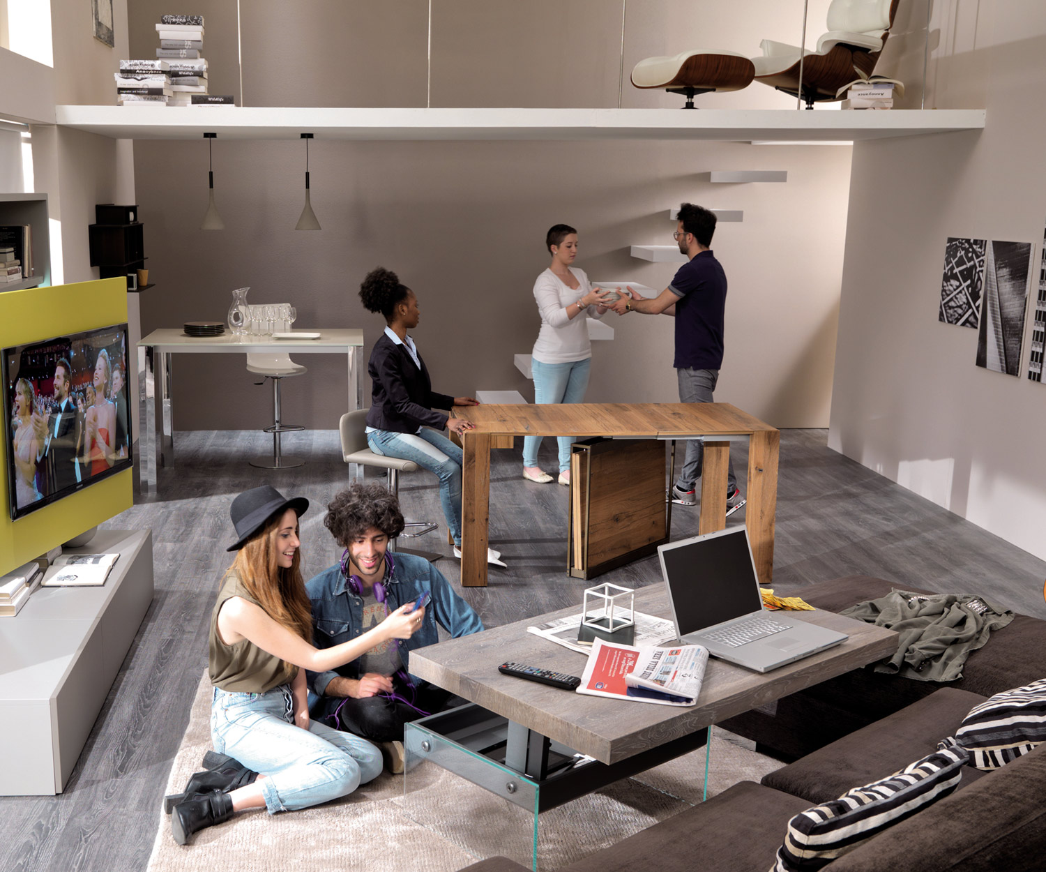 Ozzio Console A4 uitschuifbare eettafel Ozzio Console A4 uitschuifbare eettafel