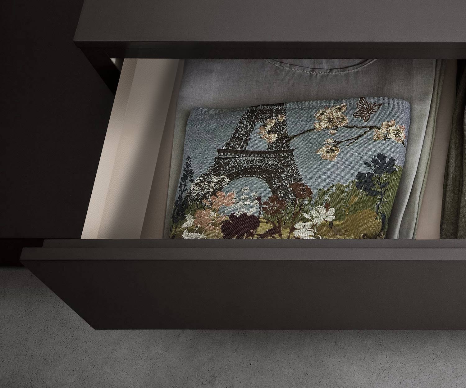 Design nachtkastje Easy 1 lade in detail Kleur lade-interieur Design nachtkastje Easy 1 lade in detail Kleur lade-interieur