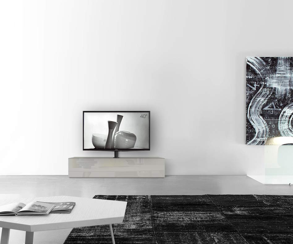 Design lowboard configurator met TV-bevestiging basisbreedte 150 33,5 45 midden glans lichtgrijs Design lowboard configurator met TV-bevestiging basisbreedte 150 33,5 45 midden glans lichtgrijs