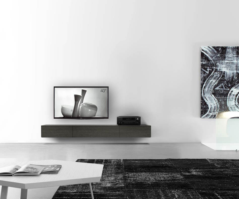 Livitalia Houten design lowboard configurator wand 210 cm 24 cm 56 cm grijs eiken Livitalia Houten design lowboard configurator wand 210 cm 24 cm 56 cm grijs eiken