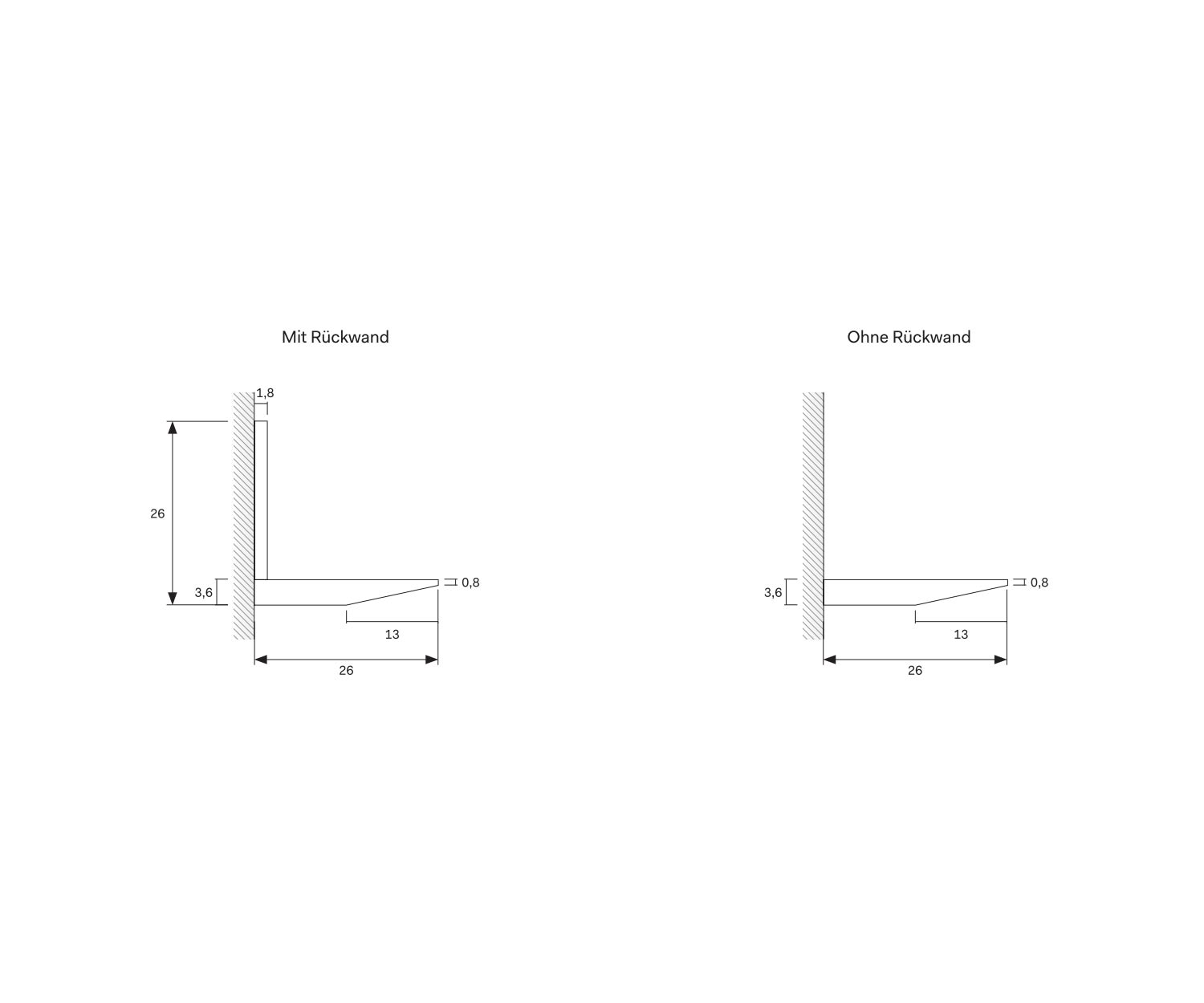 Novamobili Wandplank Horizon afmetingen Novamobili Wandplank Horizon afmetingen