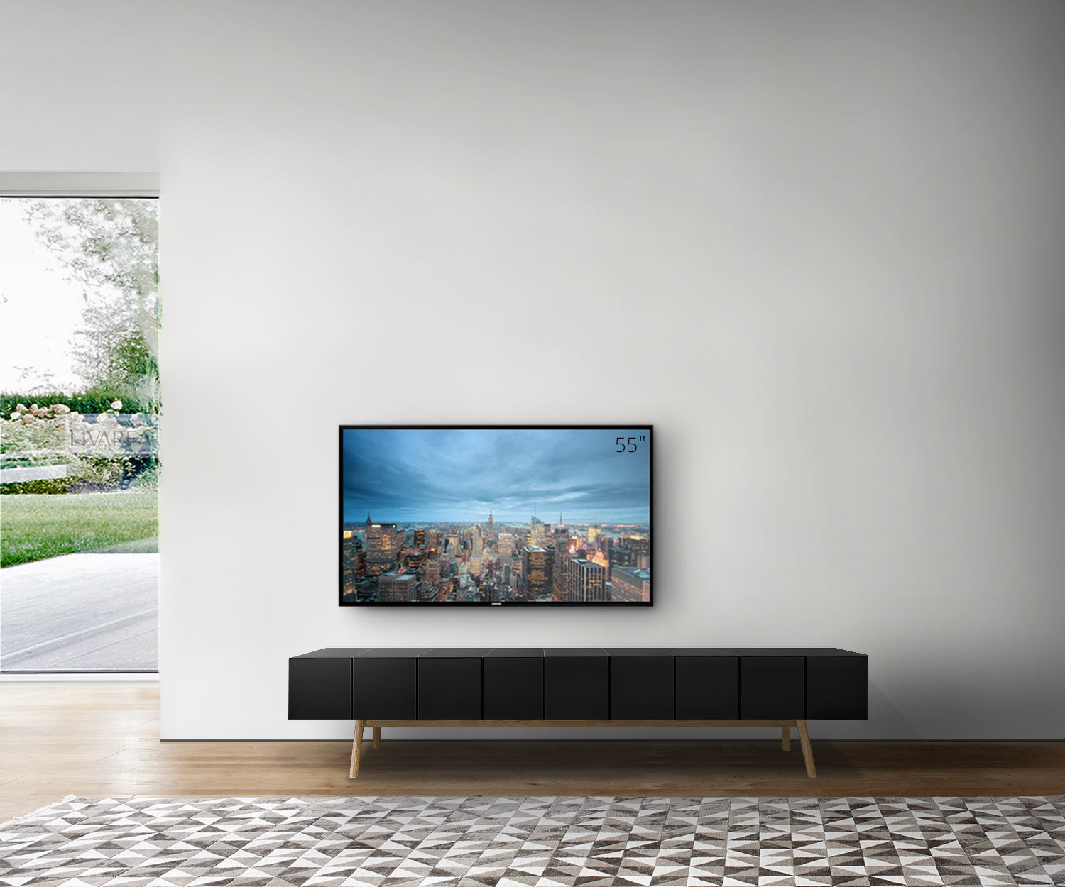 al2 MOS I KO 005 B Breedte 225 cm Body zwart Poten eiken