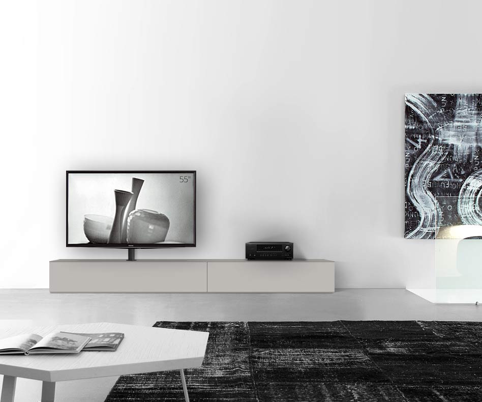 Design lowboard configurator met TV-houder basisbreedte 270 33,5 45 links mat lichtgrijs Design lowboard configurator met TV-houder basisbreedte 270 33,5 45 links mat lichtgrijs