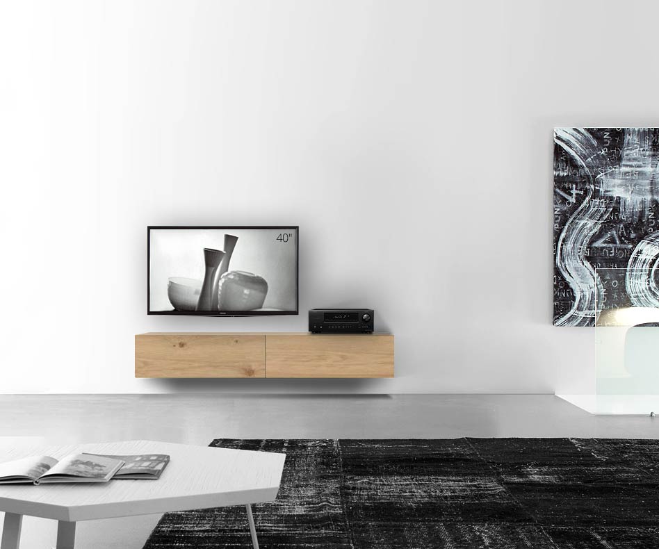 Livitalia Houten design lowboard configurator wand 180 cm 32 cm 46 cm licht eiken Livitalia Houten design lowboard configurator wand 180 cm 32 cm 46 cm licht eiken