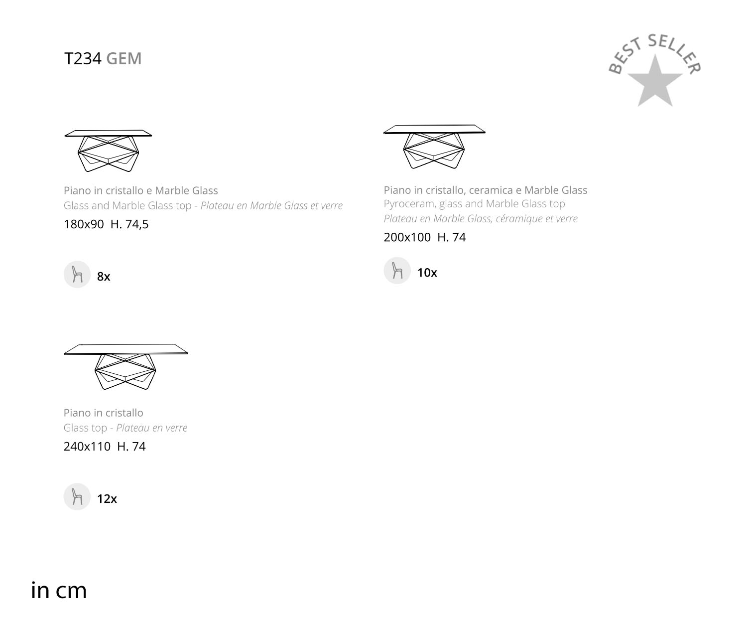 Ozzio Gem Moderne glazen eettafel vierkant 240 cm Ozzio Gem Moderne glazen eettafel vierkant 240 cm