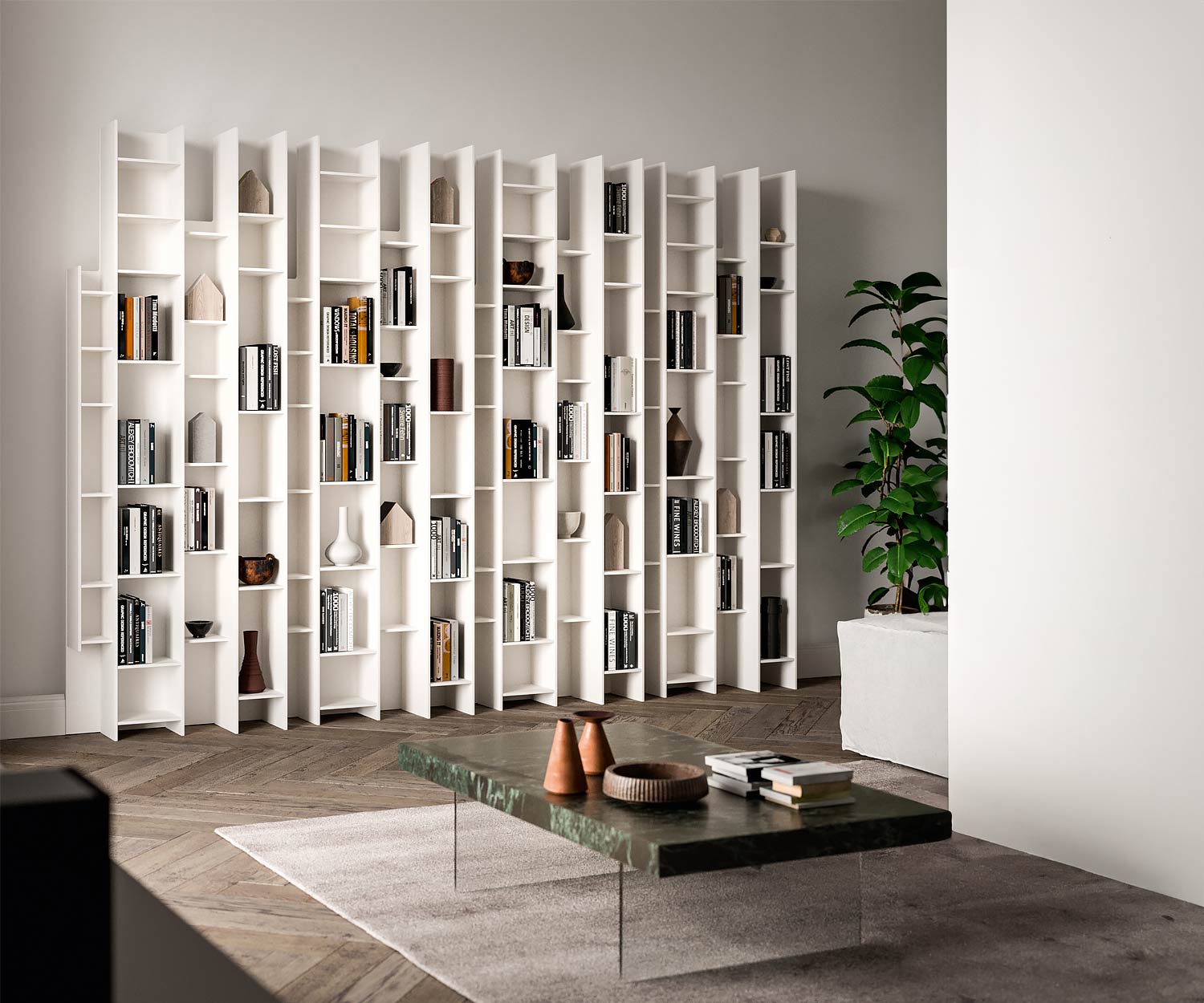 Ozzio Byblos X026 Design boekenkast genest wit Ozzio Byblos X026 Design boekenkast genest wit
