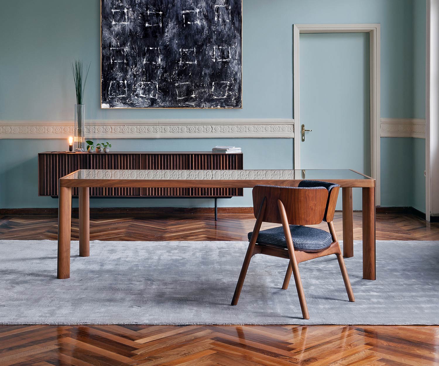 Moderne design eettafel al2 ka bera 001 b vooraanzicht in de eetkamer Moderne design eettafel al2 ka bera 001 b vooraanzicht in de eetkamer