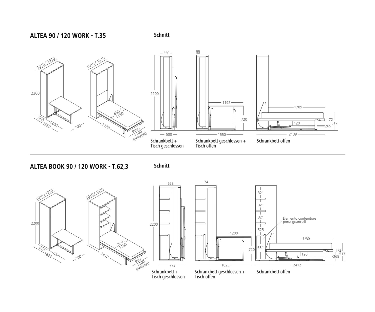 Clei Kledingkast bedden met bureau Clei Kledingkast bedden met bureau