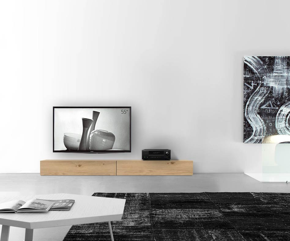 Livitalia Houten design lowboard configurator vloer 240 cm 24 cm 46 cm licht eiken Livitalia Houten design lowboard configurator vloer 240 cm 24 cm 46 cm licht eiken