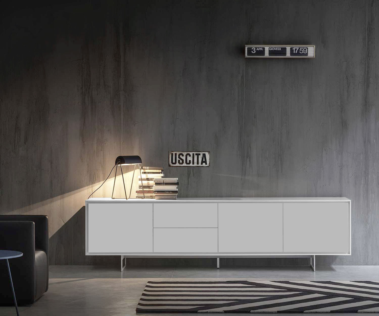 Exclusief Novamobili Design dressoir Schatten 4 met 3 deuren en 2 laden in wit Exclusief Novamobili Design dressoir Schatten 4 met 3 deuren en 2 laden in wit