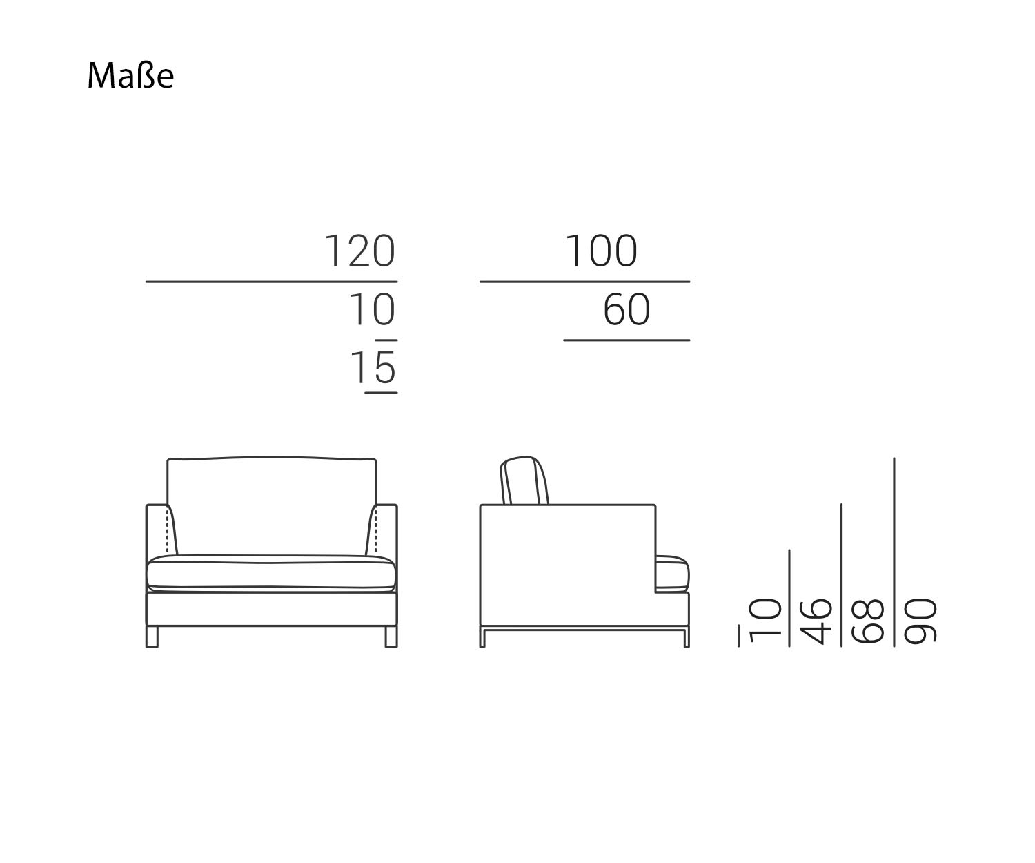 Design loft sofa van Marelli Schetsmaat 