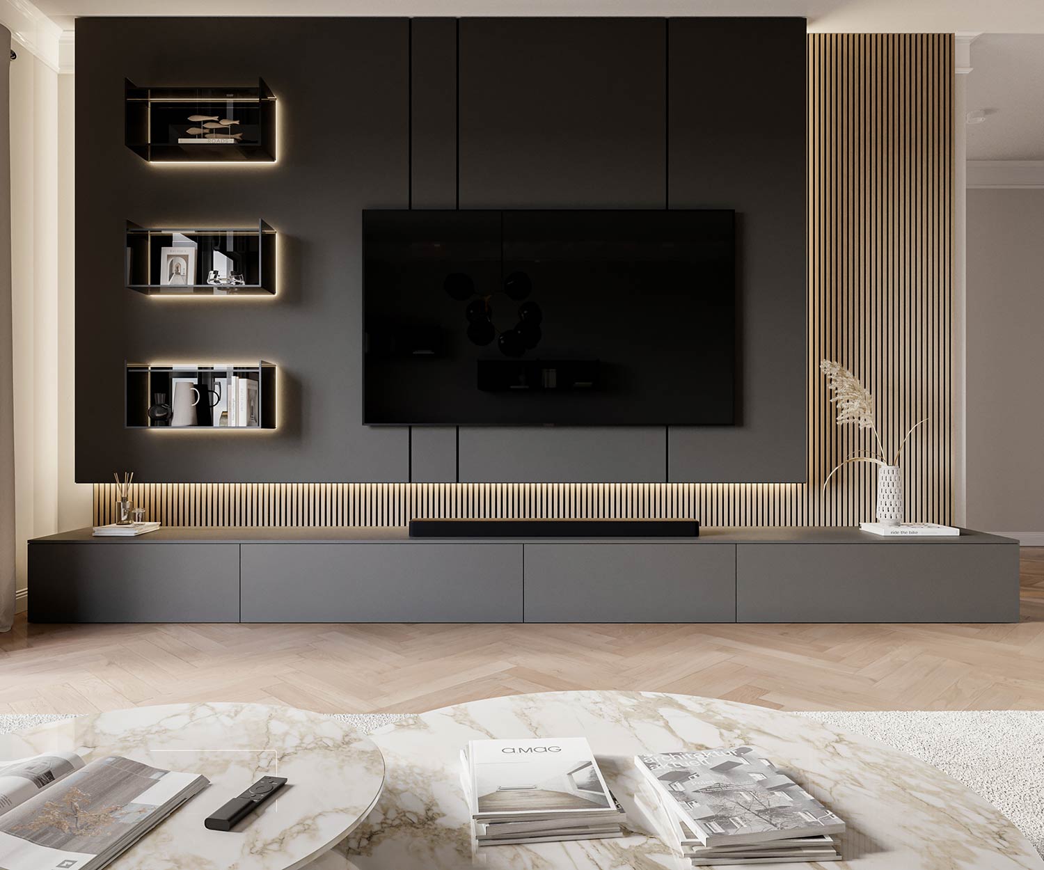 Livitalia Luxe design TV-wandmeubel C100 Livitalia Luxe design TV-wandmeubel C100