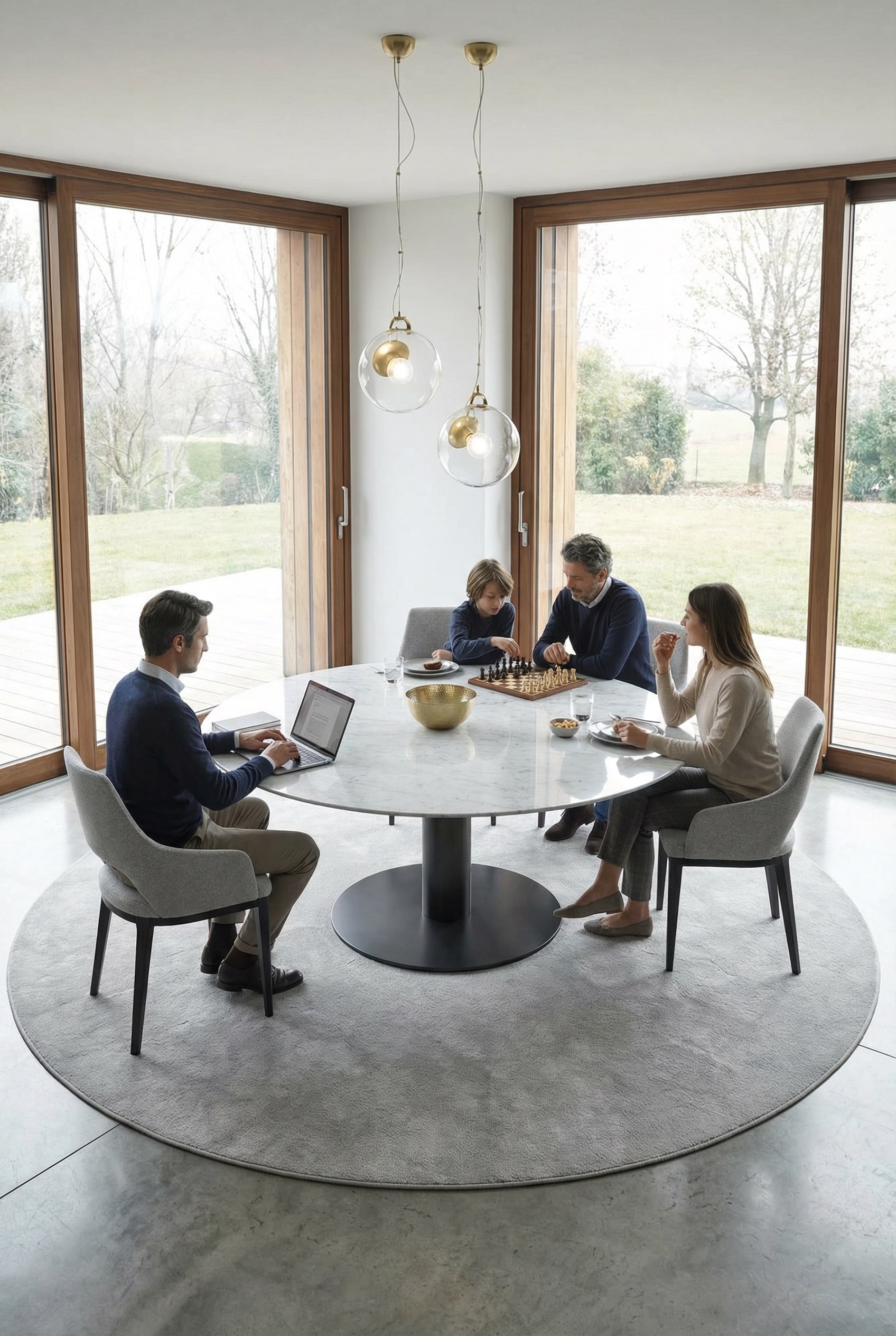 Luxe marmeren eettafel Marelli Break in een elegante ruimte