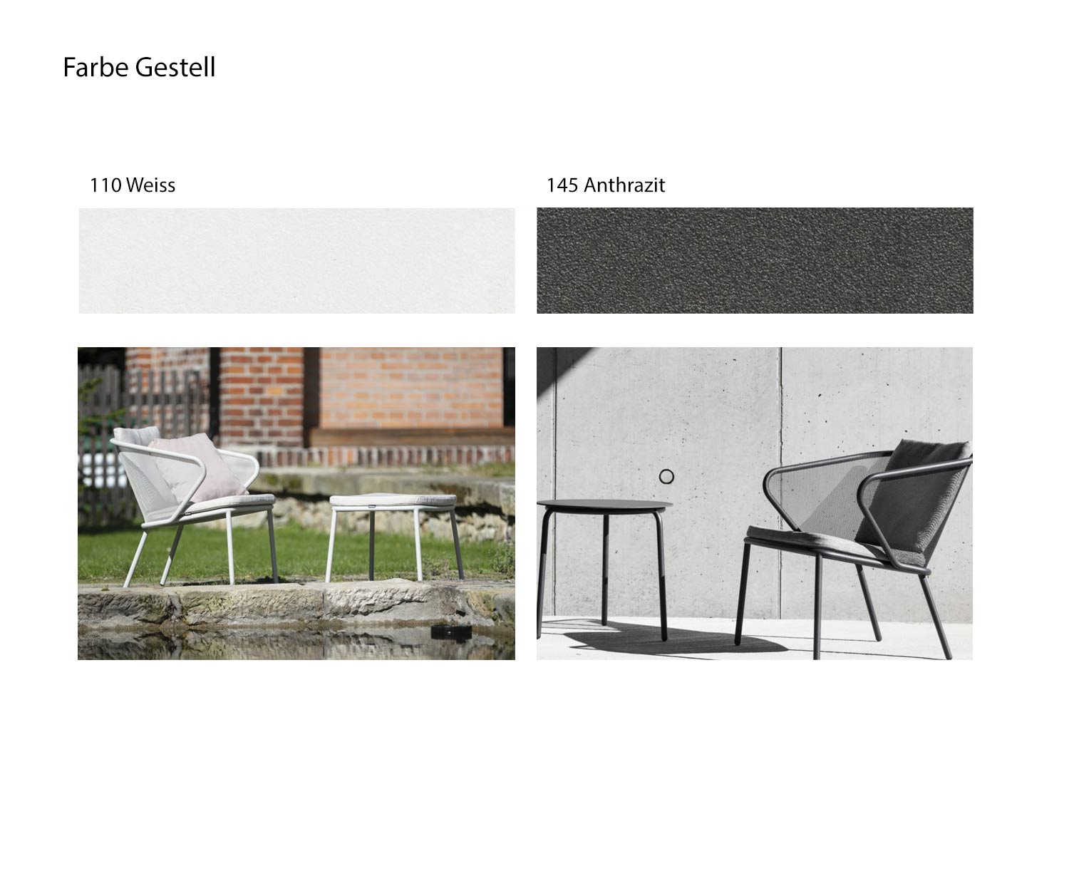 Design lounge fauteuil Tuinfauteuil Kleur Tafelframe Antraciet Wit