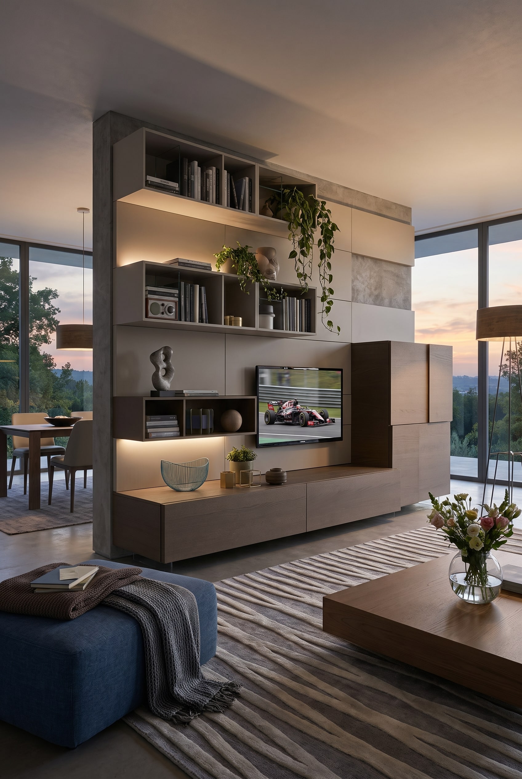 Wohnzimmer Raumteiler Wohnwand Modern