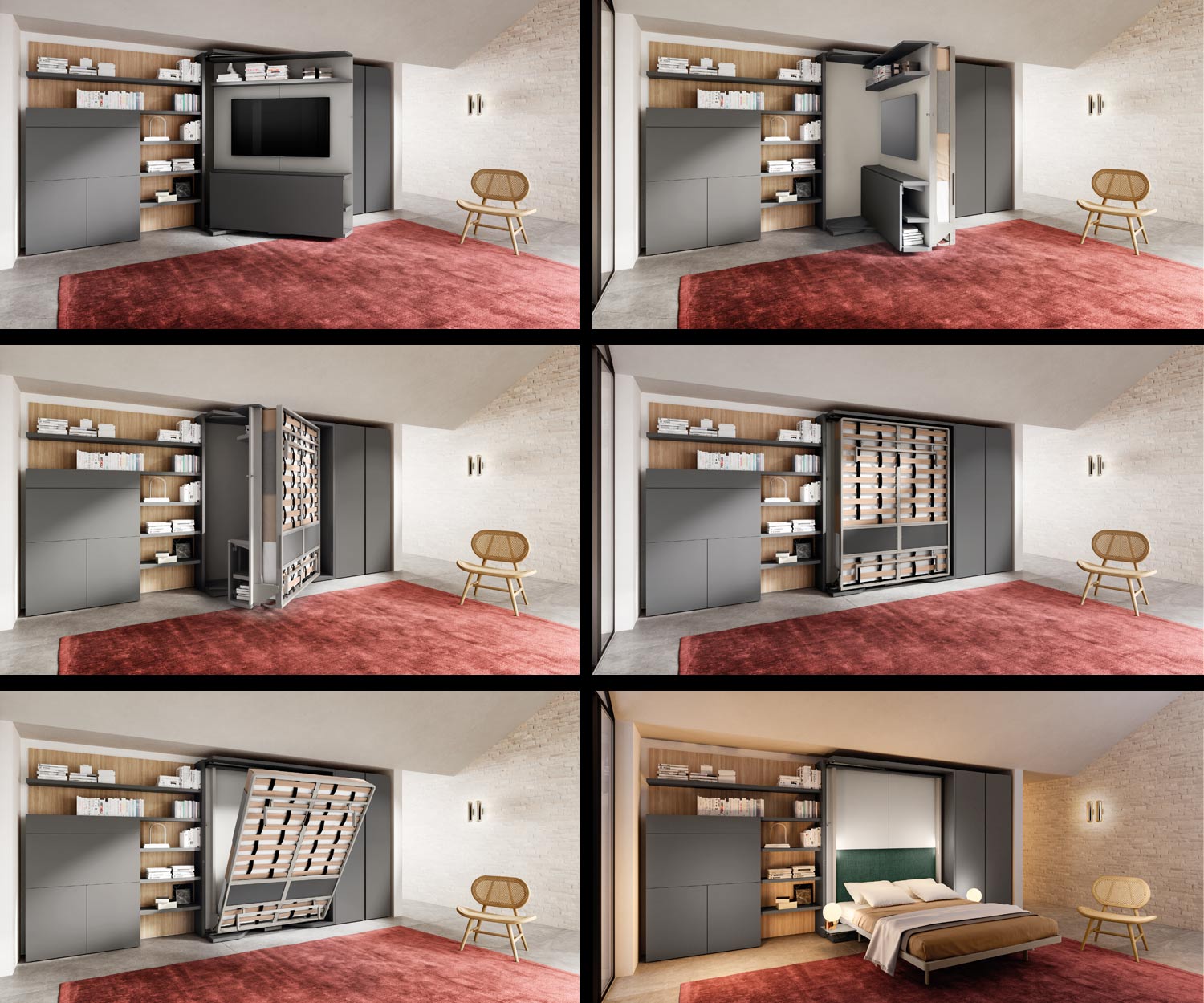 Hoogwaardig design wandbed met TV-bevestiging Hoogwaardig design wandbed met TV-bevestiging