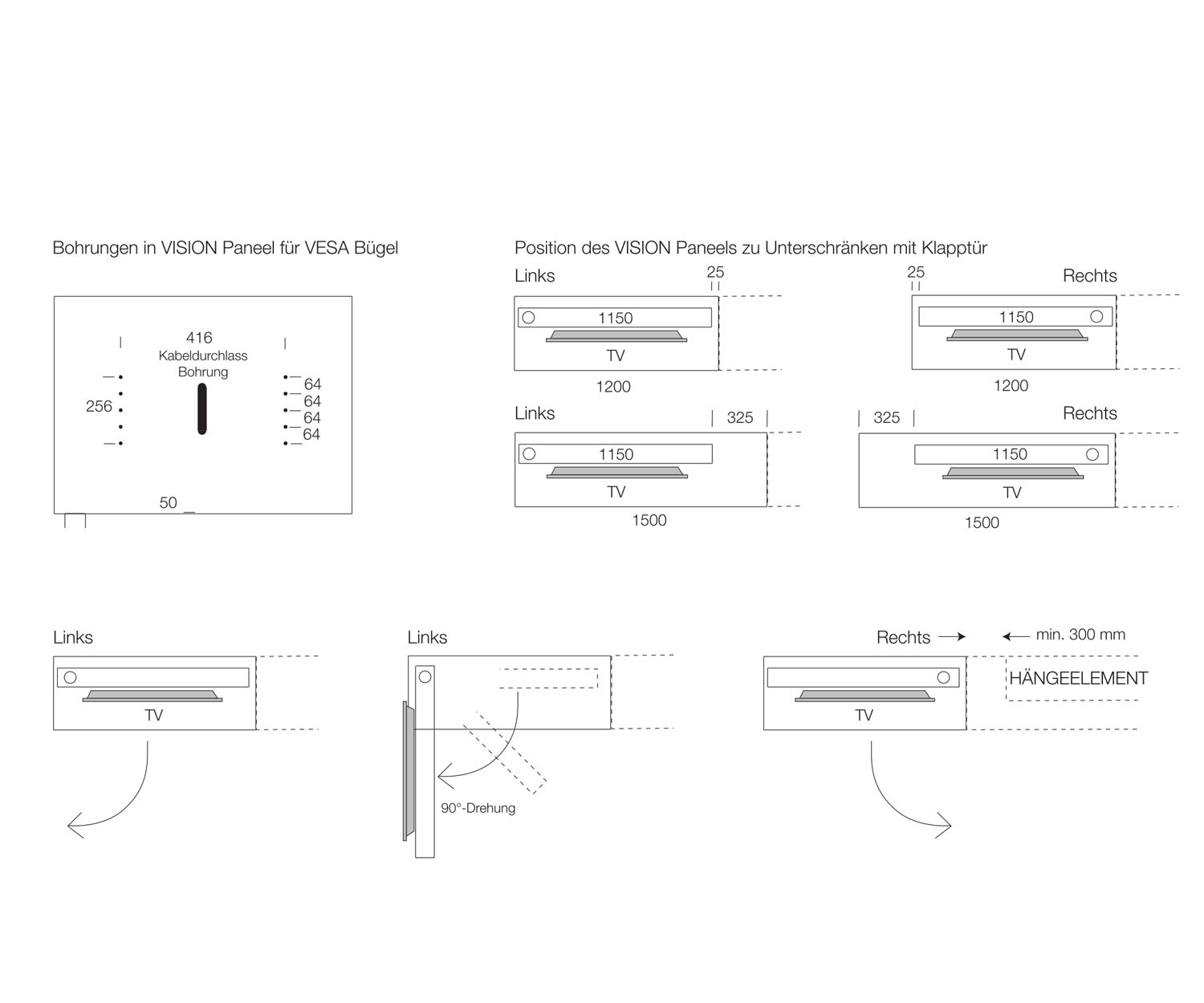 Livitalia Vision Design lowboard technologie schets afmetingen  Livitalia Vision Design lowboard technologie schets afmetingen