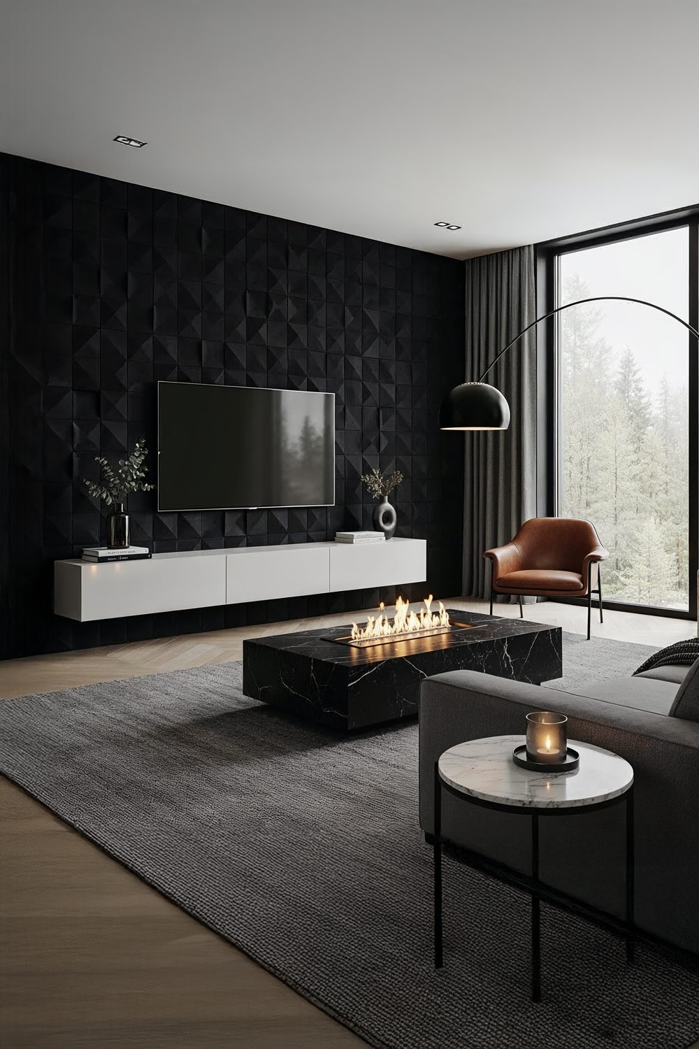 zwart-3d-paneel-als-geaccentueerde-tv-wand