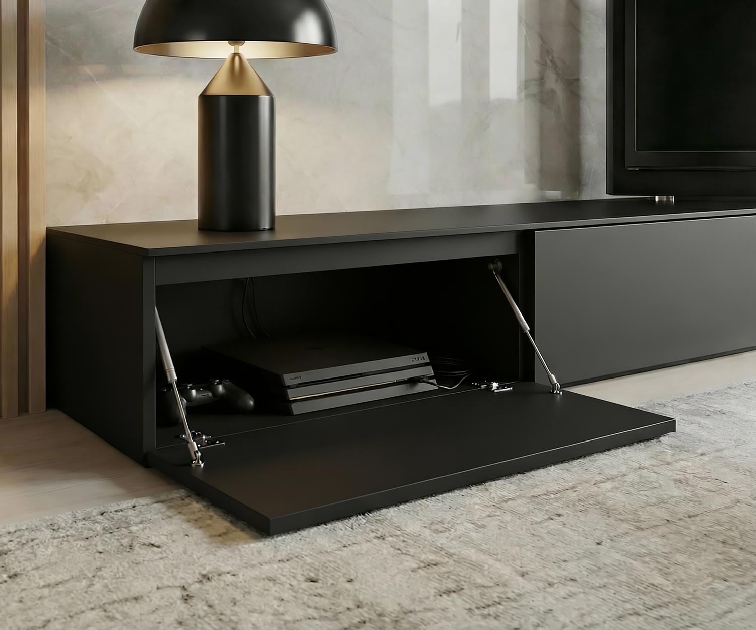 Livitalia Vision lowboard met 90° draaibaar TV-paneel Livitalia Vision lowboard met 90° draaibaar TV-paneel