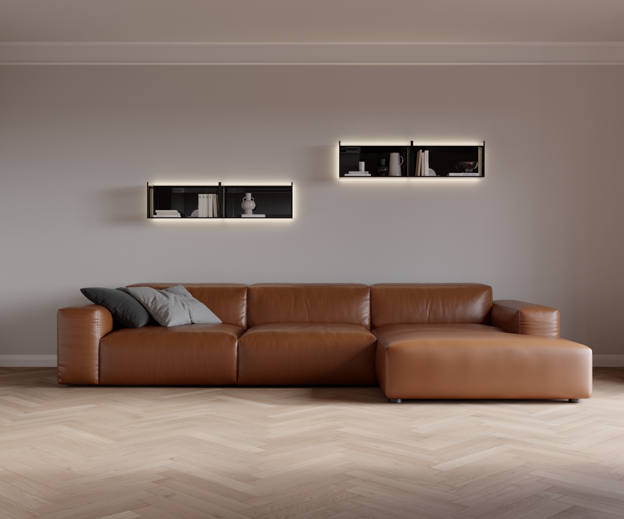 Cloud 2 zits chaise lounge rechts leer Devina Cognac Cloud 2 zits chaise lounge rechts leer Devina Cognac