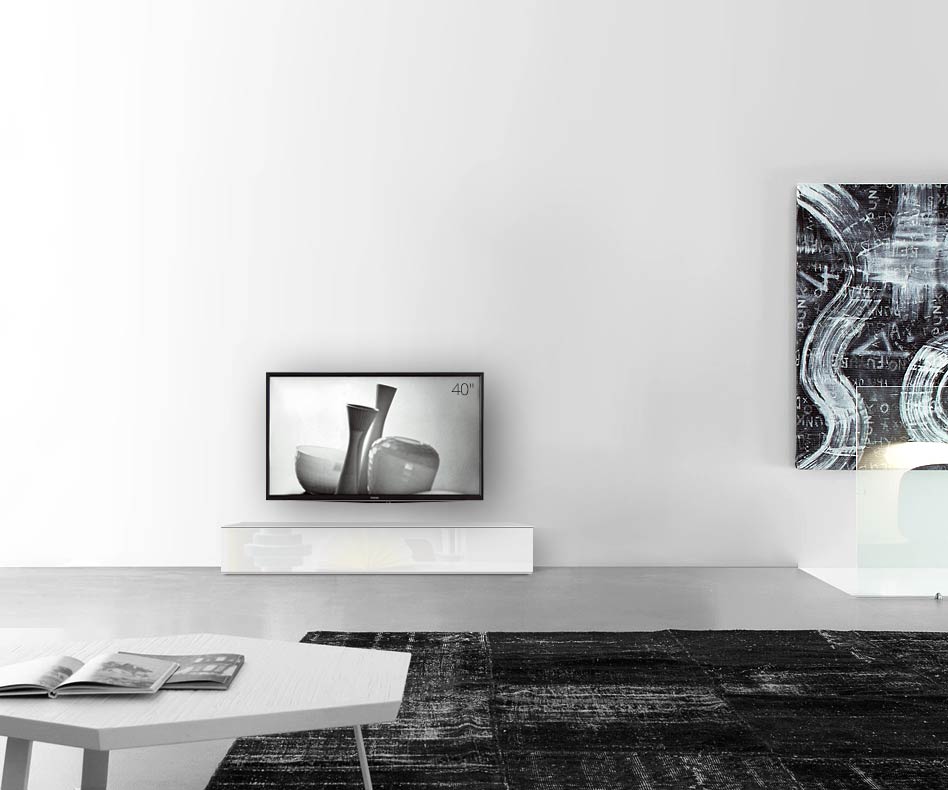 /Design lowboard base B150 H27 hoogglans wit /Design lowboard vloer B150 H27 hoogglans wit