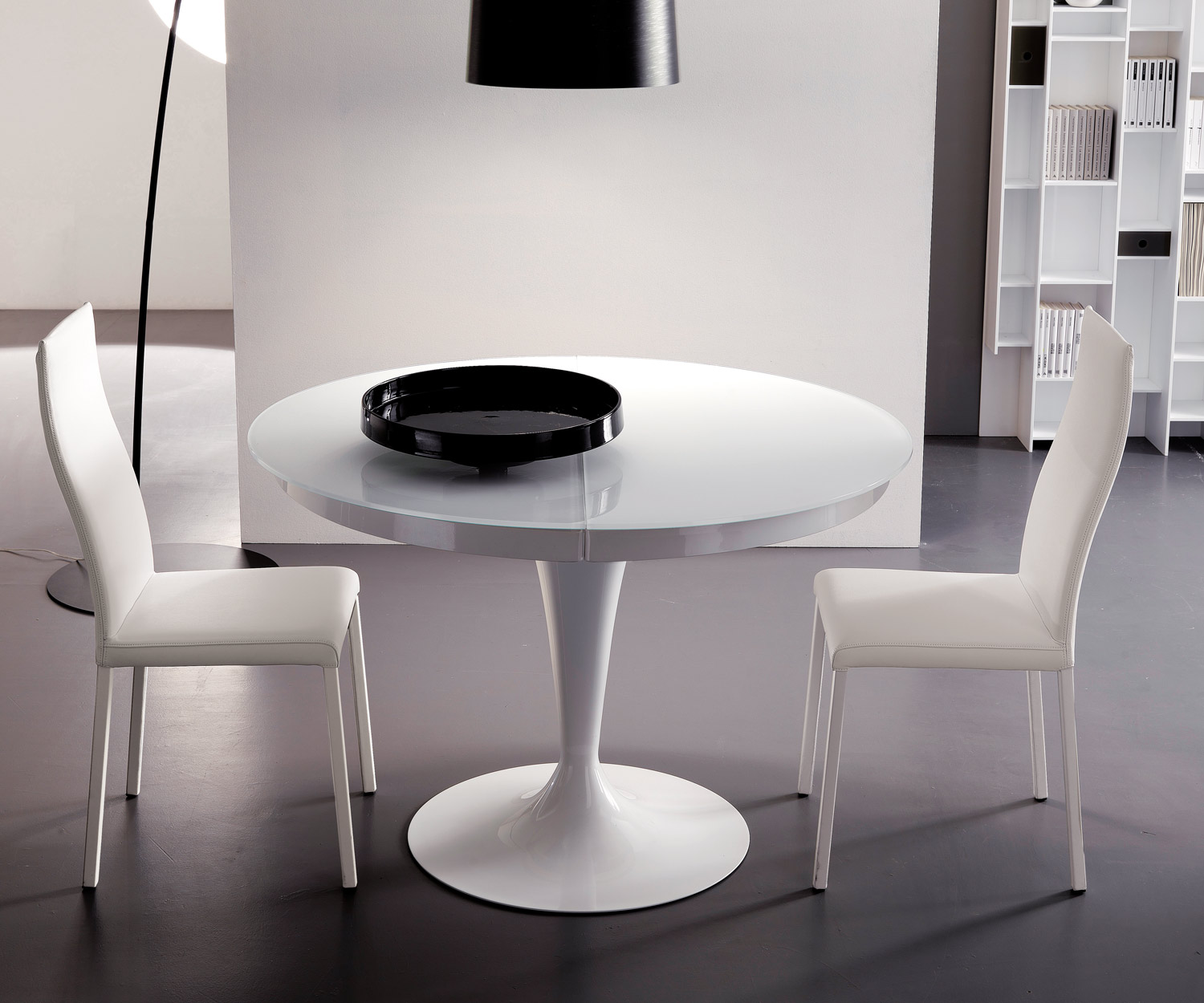 Exclusief Ozzio Ronde tafel Eclipse wit glas Exclusief Ozzio Ronde tafel Eclipse wit glas